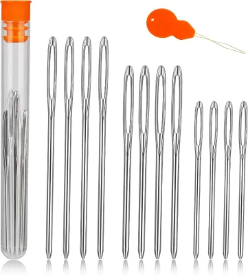 Knitters Wool Large Eye Blunt Needles Leather Sewing Needle Embroidery Tapestry Hand Sewing Tools