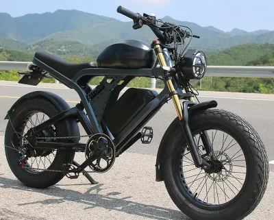 Factory Direct Sale Electric Chopper Bike 1500W 52V High Speed Configuration 20x4 Inch Fat Tires 7 Speed Beach Cruiser Ebike