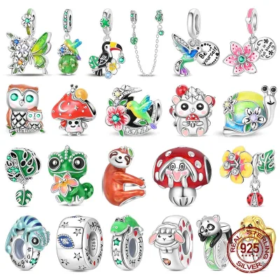 925 Sterling Silver Animal Series Butterfly Pendant Chameleon Zircon Beaded Fit Original Bracelet DIY Jewelry Making Bracelet