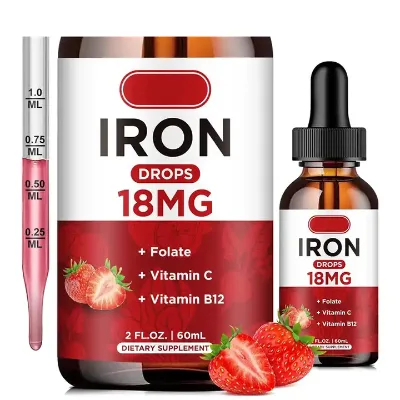 Biocaro Vegan Iron Liquid Drops Highest Absorption Energy Blood Liquid Iron and Vitamin C Supplement for Women and Children