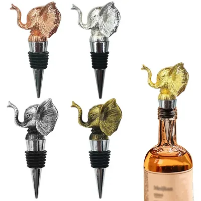 Factory Wholesale Creative Bar Accessories Custom Zinc Alloy Animal Wine Stoppers Elephant Head Bottle Stopper