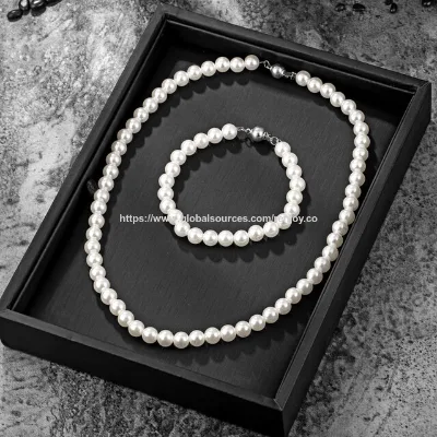 The most popular nature pearl necklace and bracelet jewelry set