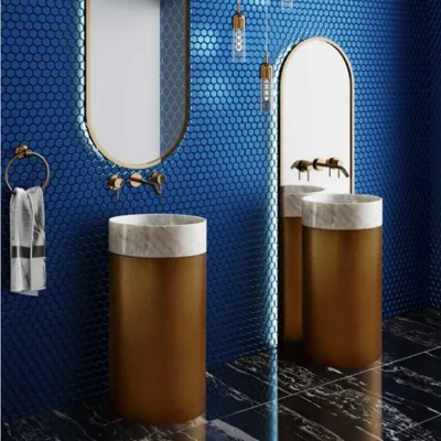 Modern Designer Stainless Steel Pedestal Sink Drainer Eco-Friendly Hotel Apartment Villa Bathrooms Customized Designs Portuguese