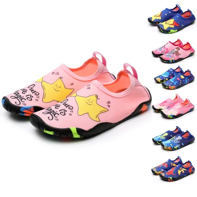 Hot Cartoon Printing Unisex Customized Aqua Water Beach Shoes Kids Anti-Slip Design for Swimming and Diving