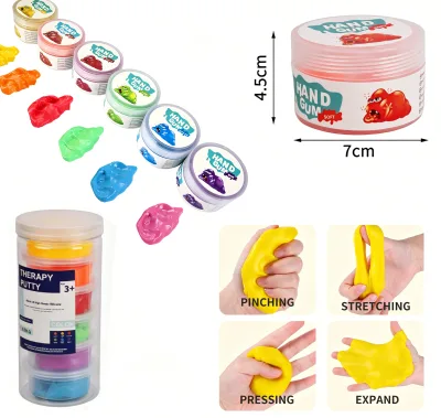 6 in 1 Set Multicolor Bouncy Exercise Putty Soft Silicone Hand Training Putty Multi-purpose Therapy Putty for Fitness Relaxation