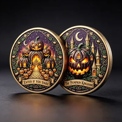 Wholesale Custom Double-sided Zinc Alloy Uv Printing Commemorative Coins 3D Halloween Souvenir Coin