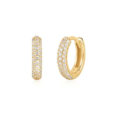 Luxury Silver 999 Fine Hoop Earings Gold Pave Moissanite Earrings Hypoallergenic Non Tarnish Waterproof Jewelry