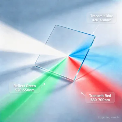 Custom Size Round Square Optical Dichroic Mirror 45° Dichroic Filter Transmit Blue and Red for Imaging Spectroscopy Equipment