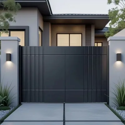 Factory Price Black White Coating Customized Color Size Main Gate Outdoor Aluminum Alloy Entrance Gate Privacy Gates and Fence