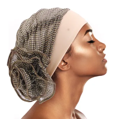 New Arrival Muslim Hats Flower Accessories Turban With Wide Band Polyester Headwraps for Ladies