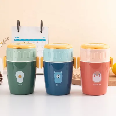 ICEN B33-1 Microwavable Natural PP Cartoon Plastic Lunch Box Soup Cup With Lid Coffee Oat Milk Dinner Cup