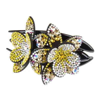 HX-246 Women Shinny Rhinestones Hair Pins Large Barrettes for Thick Hair Ladies Crystal Daisy Tulip Flower Hair Claw