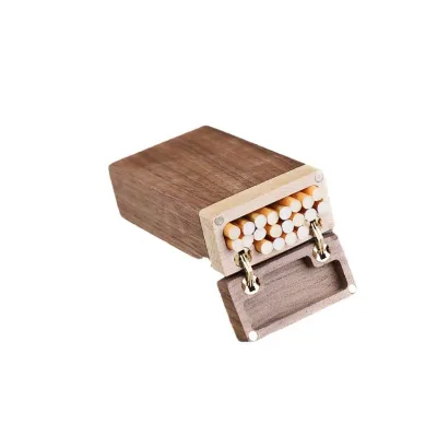 Creative Black Walnut Wood Cigarette Box Retro Luxury Clamshell Storage for Men Women Solid Steel Custom Printing for Smoking