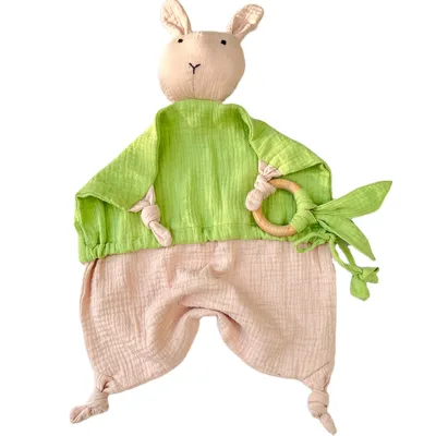 Factory Organic Unicorn Comforting Blanket Cotton Soft Tattle Baby Teether Toy Security Blanket With Animals