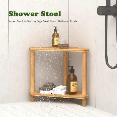 Custom Bamboo Corner Shower Bench Stool Waterproof Shower Stool Shower Foot Rest Bench