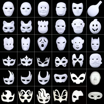 Hot Sell 3D Blank Party Mask for Painting Various Designs Paper Facemask for Party Novelties Decoration Halloween Gift