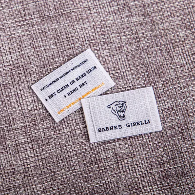 Custom Private Logo Recycled Garment Fabric Label 100% Organic Cotton High Density Jacquard Satin Clothing Woven Labels