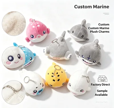 Custom Promotional Soft Stuffed Animal Plushies Keychain Fish Sea Animals Plush Keychains Claw Machine Dolls Gifts