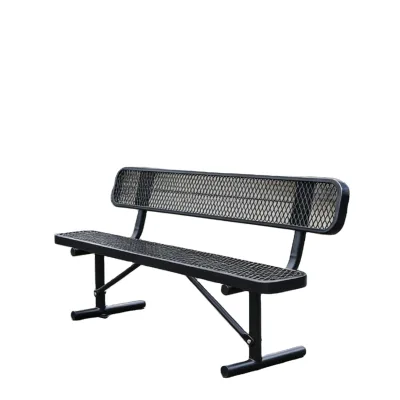 Outdoor Park Thermoplastic Coating Expanded Steel Bench Seat Outside Street Metal Bench Seating Public 6ft 8ft Mesh Bench