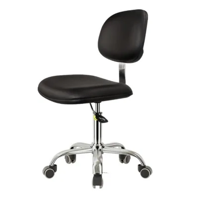 Laboratory Chairs ESD Rotatable Leather Anti-Static Backrest Dust-Free Workshop Lab Chairs Black Customized