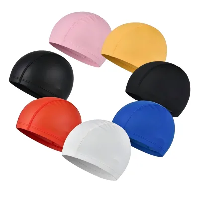 Premium 100% Polyester Elastic Swim Cap Comfort Fit for Women Men Child Long Hair Swimming Pool Water Sports