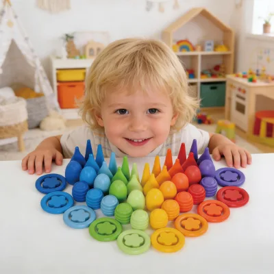Toddler Wooden Montessori Toys Matching Game, Stem Preschool Learning Toy