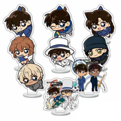 6CM 9PCS/SET Accessories Plastic Crafts Detective Conan Kudou Shinichi Mouri Ran Figure Acrylic Anime Stand Plate