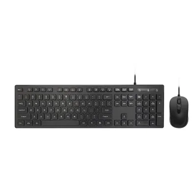 KMC-112 OEM Full Black 4D Wired Keyboard Mouse Combo English & Korean Layout for Office Desktop PC Computer Accessories Stock