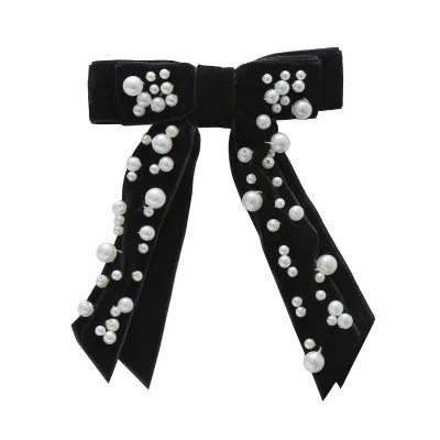 2024 Velvet Bow Hair Clip Pearl Hairpin Sweet Hair Accessories