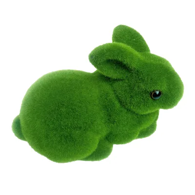 Cheap Flocked Lovely Moss Rabbit Artificial Animals for Halloween Decoration
