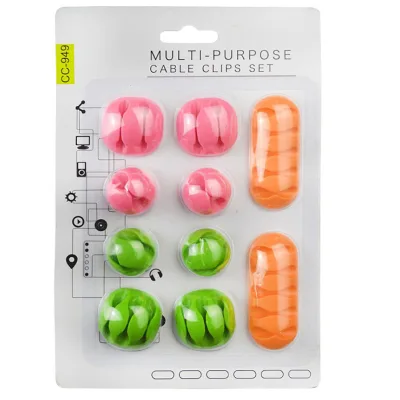 10-Piece TPR Hooks Rails Cable Clips for Earphone Electric Wires Tableware-Flexible Multifunction Desk Organization Wholesale