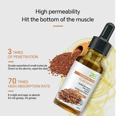 Cold Pressed Pure Natural Flax Seed Oil Flaxseed Linseed Carrier Oil Massage Oil for Hair Growth Body Massage