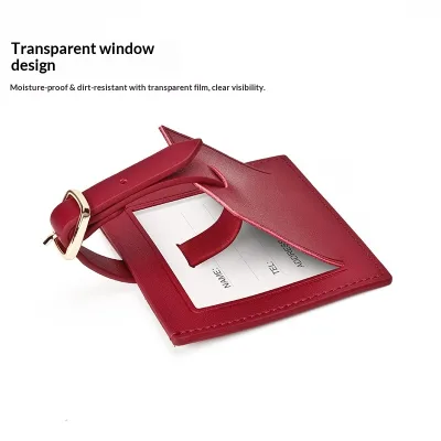 Genuine Leather Business Elite Luggage Tags Suitcase hang Tags Custom Leather square Boarding-pass-style Giftslogo Printing
