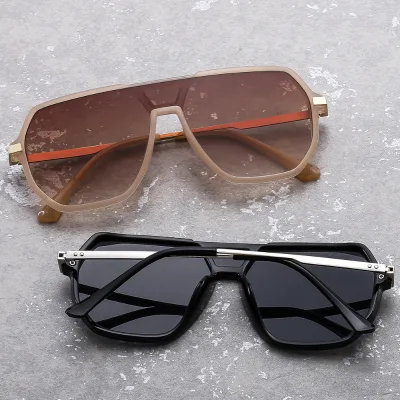 2025 New Fashion Trend Retro Large Frame Lenses Outdoor Sun Shades Sunglasses Metal Frame One-pieces Driving Sunglasses
