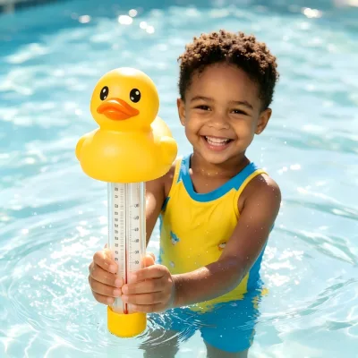 Custom Logo Floating Diving Duck Pool Thermometer Shatter Resistant Water Temp Meter with Nylon Tether String