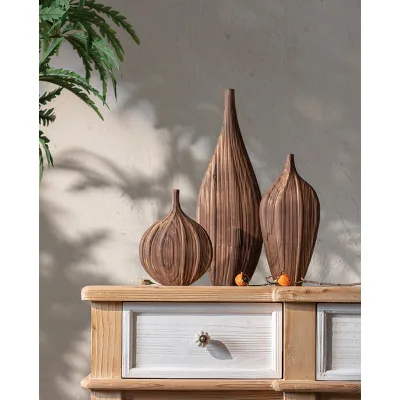 Farmhouse Wood Flower Vases for Home Office & Hotel Customized Size Best Quality Vase With Natural Wood Color Vase