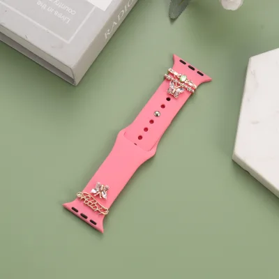 2023 Luxury Metal Diamond Decorative Ring Loops Nails Charms for Smart Watch Silicone Band