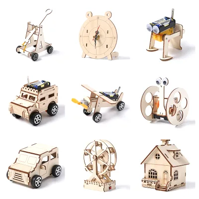 Electric Taxi DIY Assembly Toys Mechanical Puzzle 3d Wooden Craft Puzzle Diy Stereo Puzzle