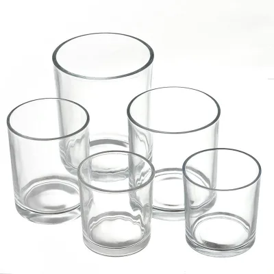 Glass Clear Empty Candle Jar with Aluminum/Wood Lid