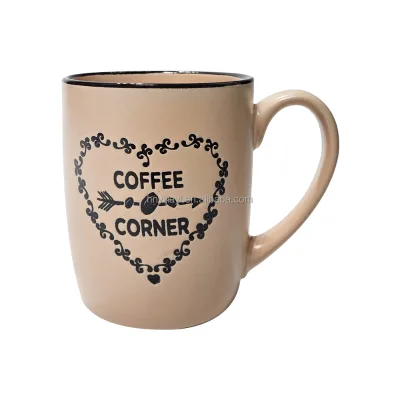 Hot Selling High Quality Colourful Silk Screen Printing Graphic Pattern Ceramic Coffee Mug American Style Ceramic Coffee Cup