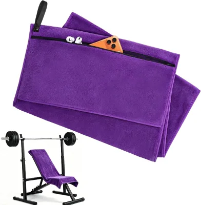 135 X 50 cm Fitness Towel Purple Gym Towel Gym Towel with Ventilated Zip Bag