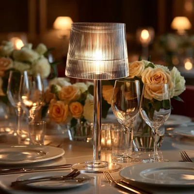 23" Clear Acrylic Column Candle Holder for Tealight & Taper Candles Crystal Candle Lamp with Ribbed Shade