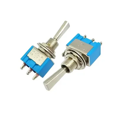 Mini Toggle Switch SPDT Flat Handle ON OFF ON Latching 2/3 Position 3 Pin For Car Truck With Solder Terminals