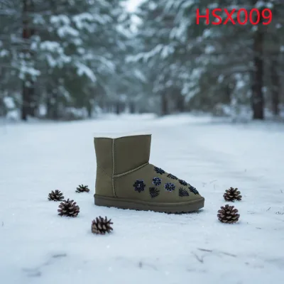 LXG,Chilly Days Sage Over Ankle Keep Warm Green Winter Boots Super Anti-slip TPR Outsole Outdoor Fashion Lady Snow Boots HSX009