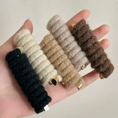 7cm Winter Thread Elastic Telephone Wire Hair Ties Tools Bun-Head Holders for Long Hair Girls Fancy Hairband