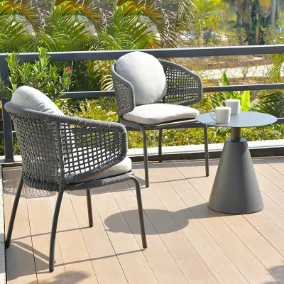 Balcony Casual Table and Chair Outdoor Courtyard Garden Rattan Chair Restaurant Hotel Small Table and Chair Three-piece Terrace
