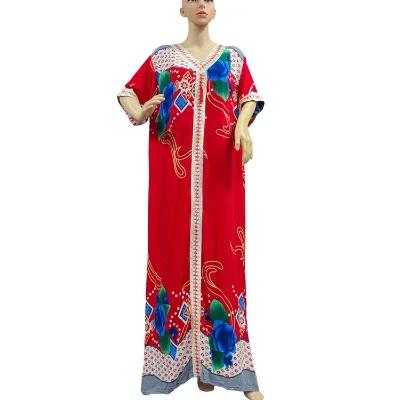 100% Cotton African Dress Traditional Muslim Middle East Women Dress African Print Abaya Dress