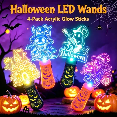Halloween Glow Wand LED Musical Party Stick with Background Music Ghost Pumpkin Light-up Toy for Halloween Role Play Props