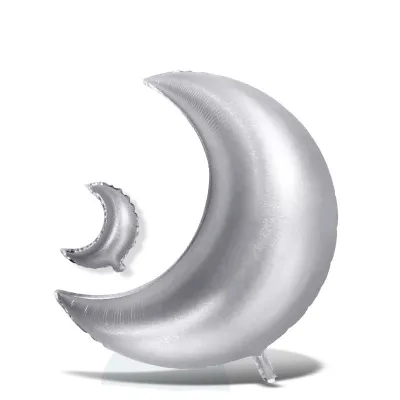 Custom Moon Shape Metallic Brushed Foil Balloons Party Decoration Mylar Balloons