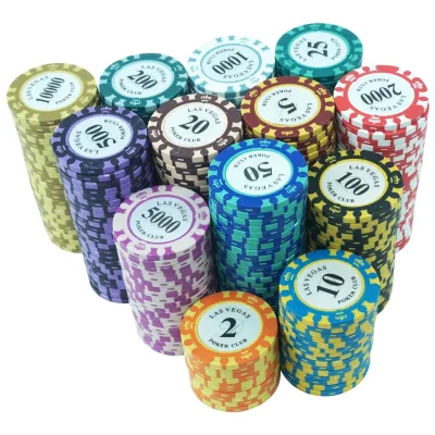 2 Tone Clay Poker Chips 14g 40mm Las Vegas Crowns Casino Chips Custom Number Stickers for Casino Poker Club Gambling Game